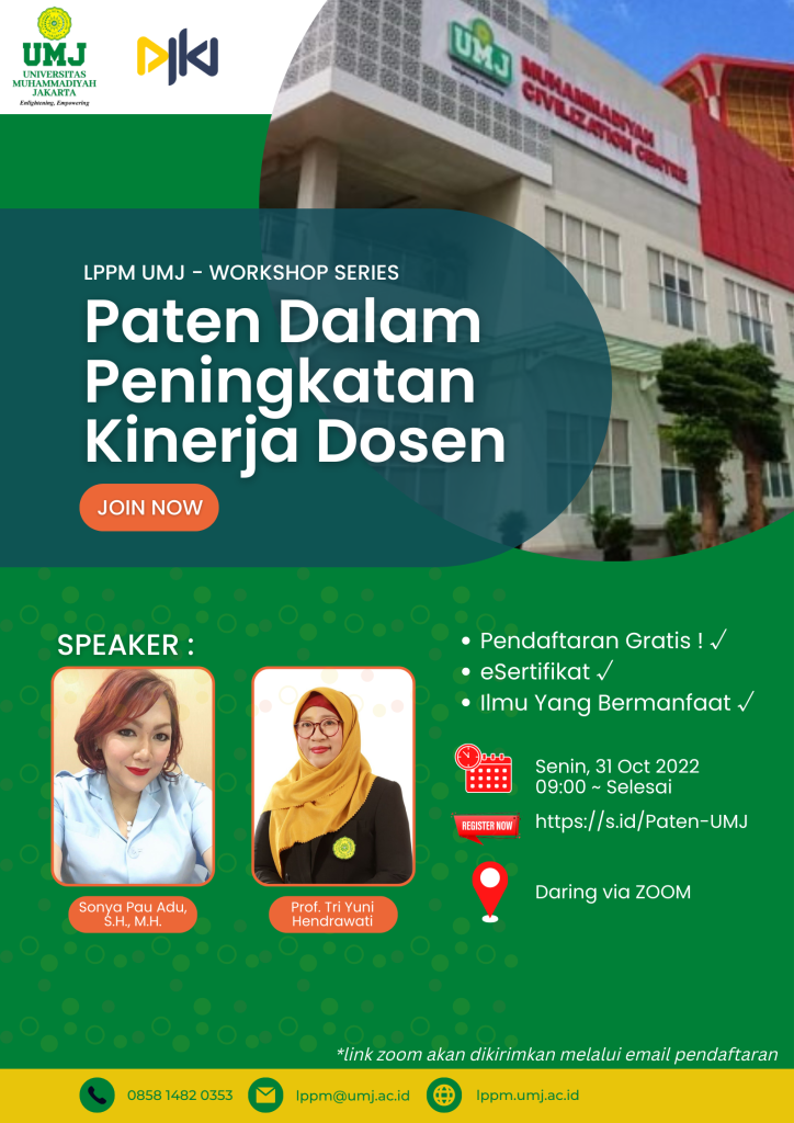 Lppm Umj Workshop Series Paten Dalam Peningkatan Kinerja Dosen 